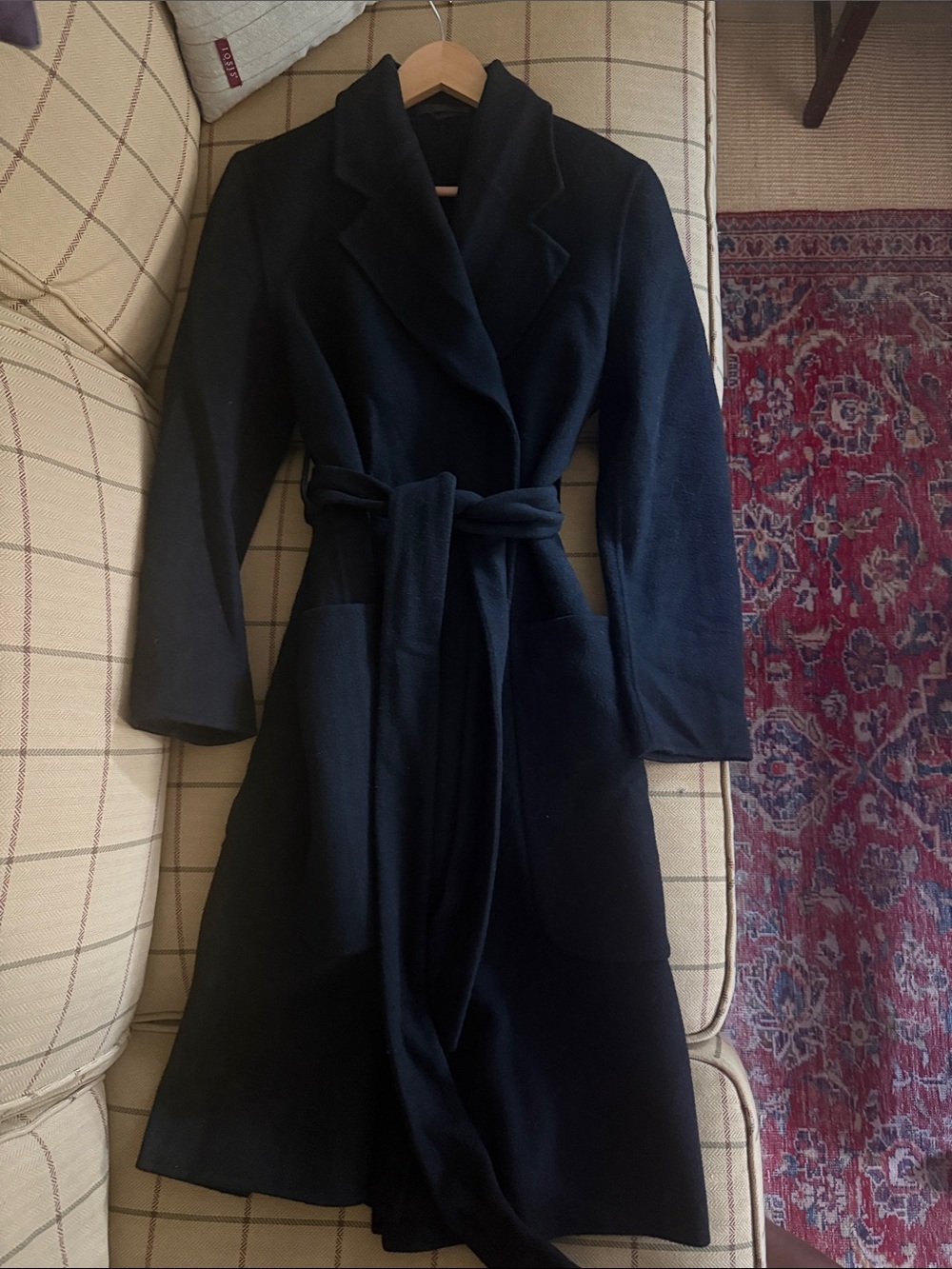 Acne Studios Double Face Black Wool Wrap Coat with Belt (XS)